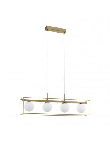 EGLO 97793 - VALLASPRA Crystal pendant lamp in champagne steel and matte opaline glass