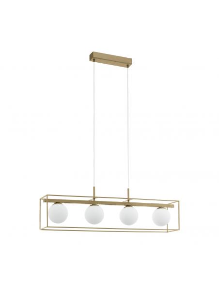 EGLO 97793 - VALLASPRA Crystal pendant lamp in champagne steel and matte opaline glass