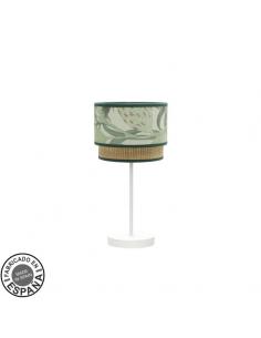 Small Desktop Lamp. Congo 1xe14 White/green-natural 42x18x18 Cm