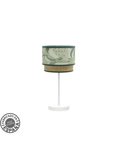Small Desktop Lamp. Congo 1xe14 White/green-natural 42x18x18 Cm