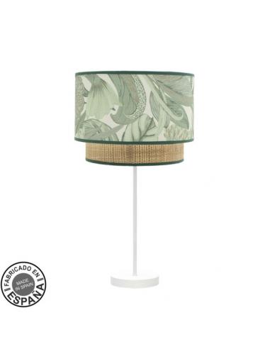Large Table Lamp Congo 1xe27 White/green-natural 64x30x30 cm