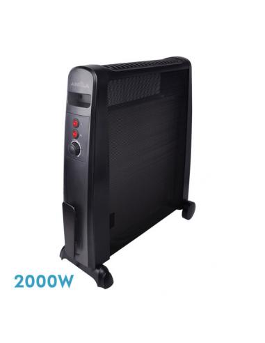 Mica Radiator Autumn 2000w 2 elements Black 2 anti-tip powers, thermostat, with wheels 64.8x52.5x23cm