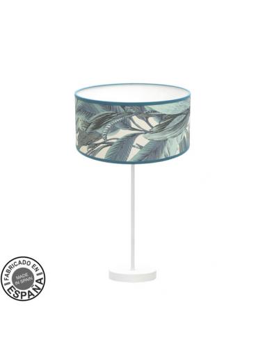 High Table Lamp Algiers 1xe27 White/Blue leaf 63x30x30 Cm