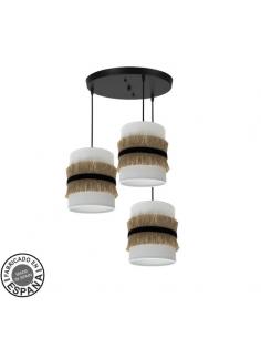 Angola 3xe27 Black/white-jute ceiling light Regx42x42 Cm