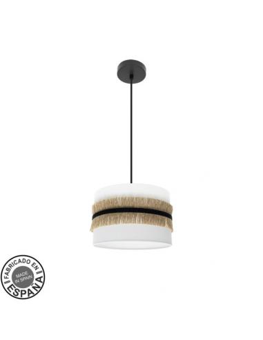 Angola Pendant 1xe27 Negr/white-jute Regx30x30cm