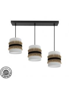 Angola 3xe27 Black/white-jute strip Regx60x16cm