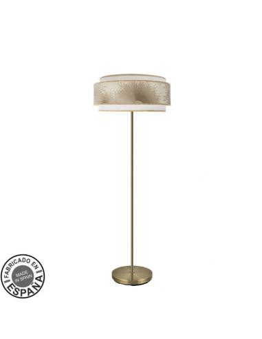 Pie Salon Nepal 3p 1xe27 Cuero/blanco/oro 160x40x40 Cm