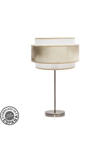 High Nepal Table Lamp 1xe27 Leather/white/gold 60x30x30 Cm
