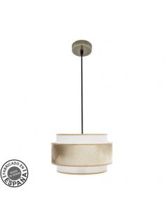 Nepal Pendant 3P 1xe27 Leather/white/gold Regx30x30cm