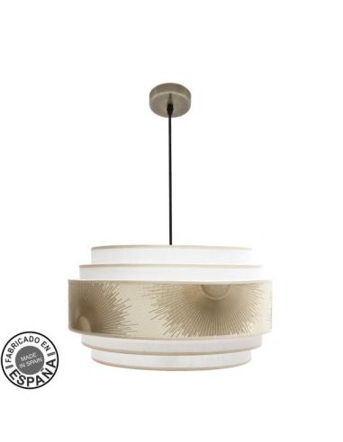 Nepal Pendant 5P 3xe27 Leather/white/gold Regx50x50cm