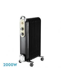 Amarantus Oil Radiator 2000w 9elements Black/beige 3 powers Anti-tip Thermostat Reg. Safety Handle 62.5x40.5x24cm