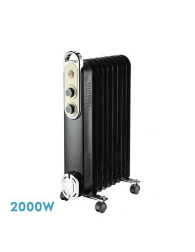 Amarantus Oil Radiator 2000w 9elements Black/beige 3 powers Anti-tip Thermostat Reg. Safety Handle 62.5x40.5x24cm