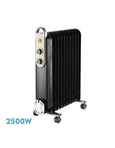 Amarantus Oil Radiator 2500w 11elements Black/beige 3 powers Anti-tip Thermostat Reg. Safety Handle 62.5x48x24cm