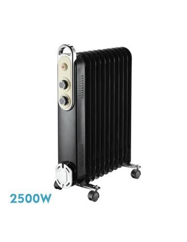 Amarantus Oil Radiator 2500w 11elements Black/beige 3 powers Anti-tip Thermostat Reg. Safety Handle 62.5x48x24cm