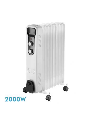 Brasilia Oil Radiator 2000w 9elements White/black 3powers Anti-tip Thermostat Reg.safety Handle 59.5x40.5x24cm