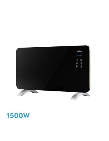 Emisor Termico Cristal Himalaya 1500w Negro 2pot encias Xaluminio,remoto,temporizador,ip24 38x76x6,86 Cm