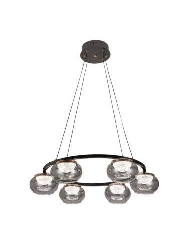 Colgante Pompeya 6l Negro 42w 3000-4000-6000k C/remoto Y Reg.intensidad 3780lm Regx67x67 Cm