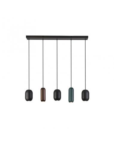 Matte Black Lamp 5x10W - Nimes