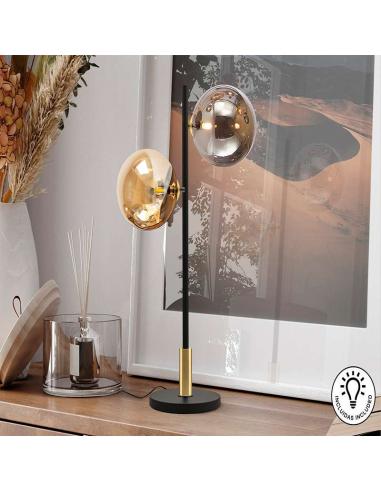 Black Table Lamp 28.5Ø 2x10W - Dark