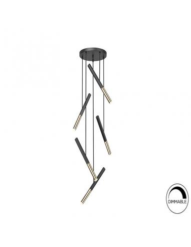 Matte black and glossy gold lamp 43Ø 25W - Edna