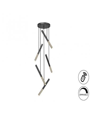 Lampara Negro mate y oro brillo 43Ø 25W - Edna