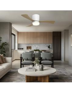 VENTILADOR KENT BLANCO MADERA 107CM 3 PALAS LED 18W 2