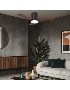 VENTILADOR KENT NEGRO MADERA 107CM 3 PALAS LED 18W 2