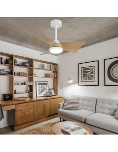 VENTILADOR TAURO BLANCO/MADERA 76CMS 3 PALAS LED 24W 2