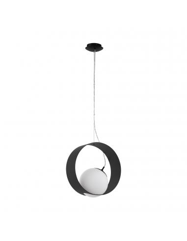 EGLO 98192 - CAMARGO Crystal Pendant Lamp in Black Steel and Matte Opal Glass