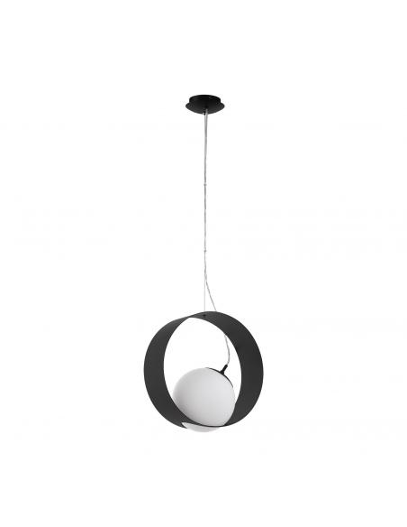 EGLO 98192 - CAMARGO Crystal Pendant Lamp in Black Steel and Matte Opal Glass