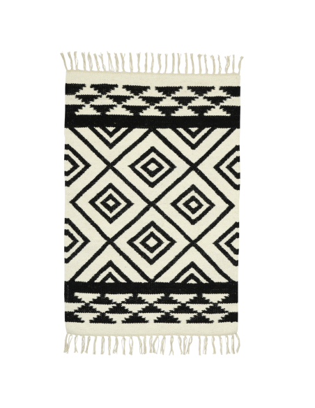 LONGLAC Alfombra Blanco Negro