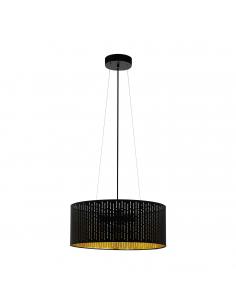 EGLO 98313 - VARILLAS Black Steel and Textile Fabric Pendant Lamp with cutouts