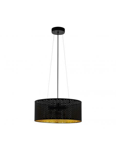 EGLO 98313 - VARILLAS Lámpara colgante de Tela en Acero negro y Textil con recortes