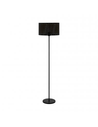EGLO 98315 - RODS Fabric floor lamp in black steel and textile with cutouts