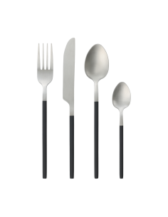 KIZUKA Juego de Cubiertos Negro Plata
