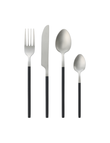 KIZUKA Juego de Cubiertos Negro Plata