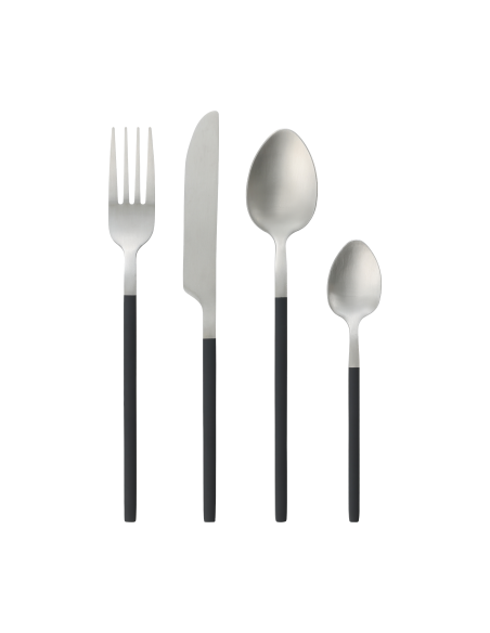 KIZUKA Juego de Cubiertos Negro Plata