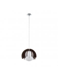 EGLO 98376 - RAMBLA Wooden pendant lamp in matte nickel steel and wood, glass
