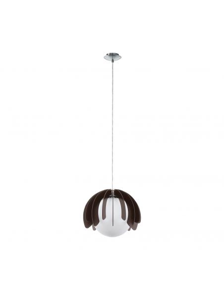 EGLO 98376 - RAMBLA Wooden pendant lamp in matte nickel steel and wood, glass