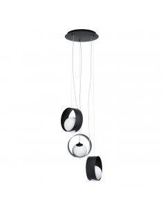 EGLO 98441 - CAMARGO Crystal Pendant Lamp in Black Steel and Matte Opal Glass