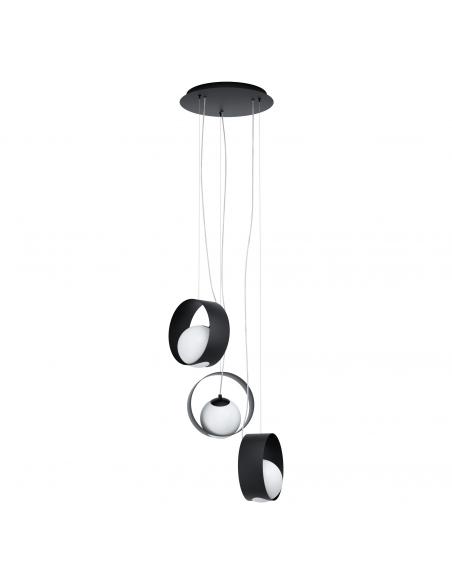 EGLO 98441 - CAMARGO Crystal Pendant Lamp in Black Steel and Matte Opal Glass
