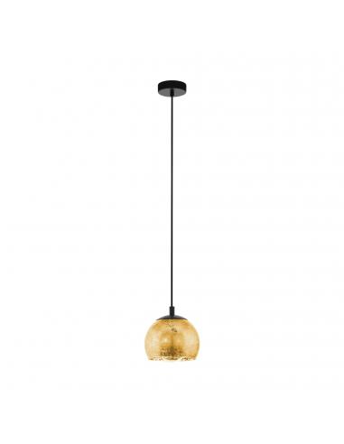 EGLO 98524 - ALBARACCIN Crystal Pendant Lamp in Black Steel and Glass