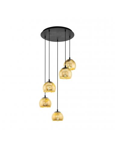 EGLO 98526 - ALBARACCIN Crystal Pendant Lamp in Black Steel and Glass