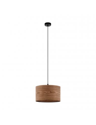 EGLO 98547 - CANNAFESCA Wooden Pendant Lamp in Black Steel and Wood