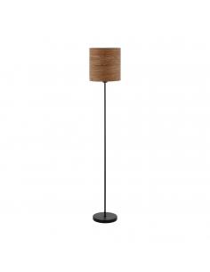 EGLO 98552 - CANNAFESCA Fabric floor lamp in black steel and wood