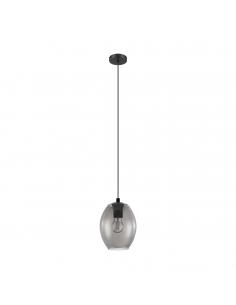 EGLO 98582 - CADAQUES Crystal Pendant Lamp in Black Steel and Tinted Glass