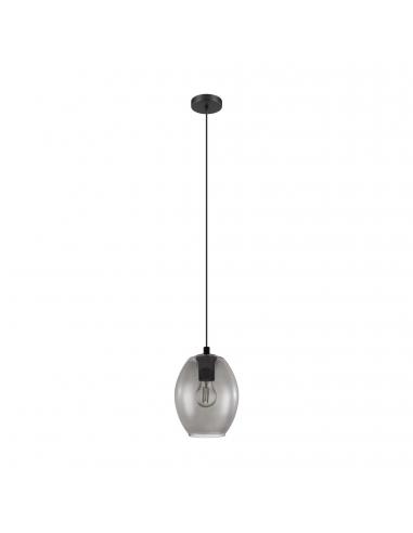 EGLO 98582 - CADAQUES Crystal Pendant Lamp in Black Steel and Tinted Glass
