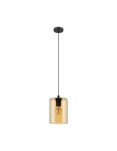 EGLO 98584 - CADAQUES 1 Lámpara colgante de Cristal en Acero negro y Vidrio