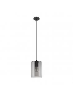EGLO 98585 - CADAQUES 1 Glass Pendant Lamp in Black Steel and Tinted Glass