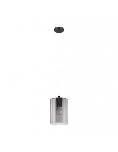 EGLO 98585 - CADAQUES 1 Glass Pendant Lamp in Black Steel and Tinted Glass